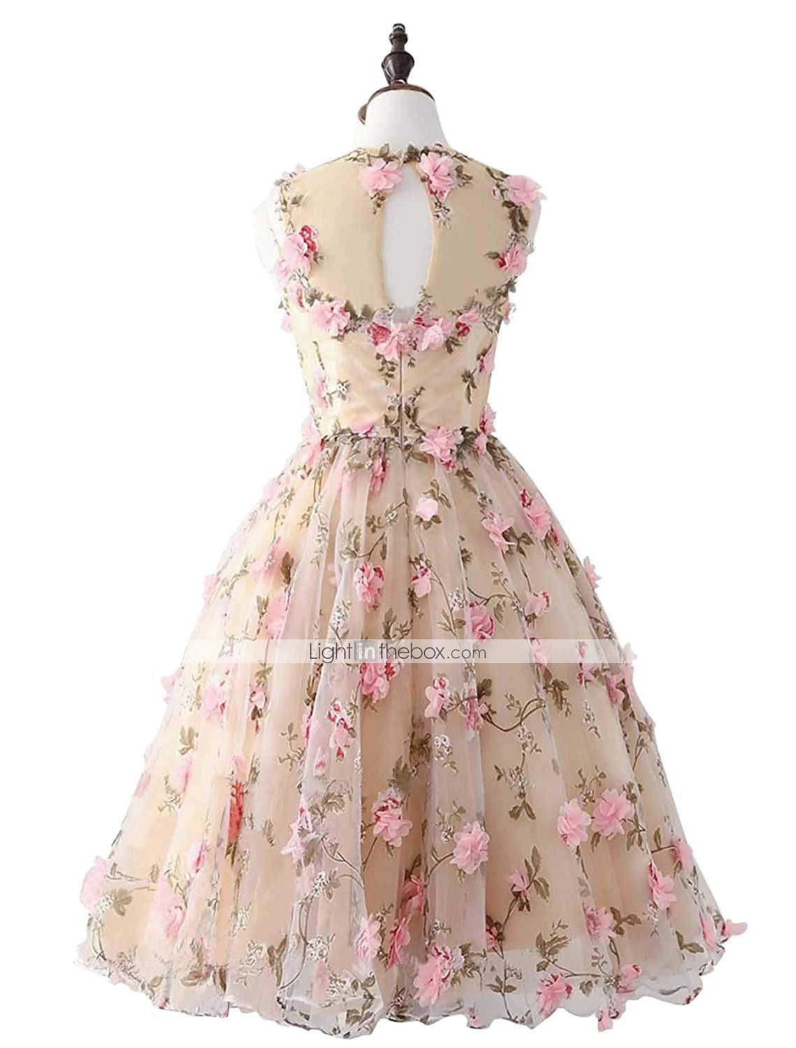 Wholesale A-Line Cocktail Dresses Party Dress Wedding Guest Graduation Short / Mini Sleeveless Jewel Neck Satin with Appliques
